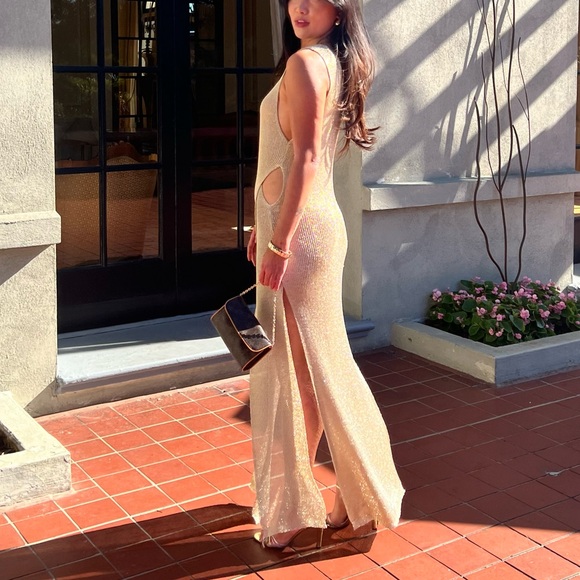 Gold Knit Swimsuit Coverup Dress - Picture 2 of 7